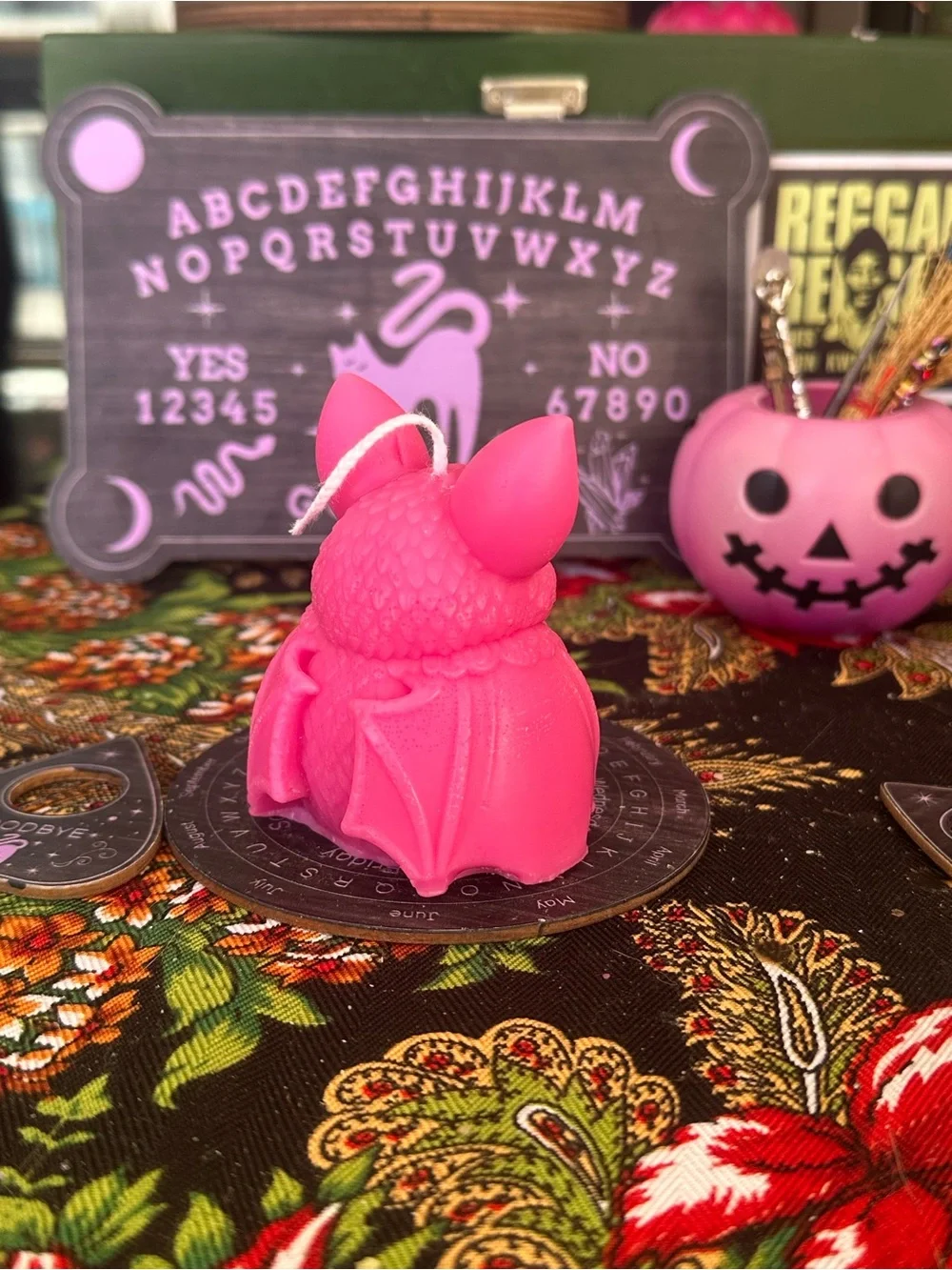 Pink Heart Bat Candle